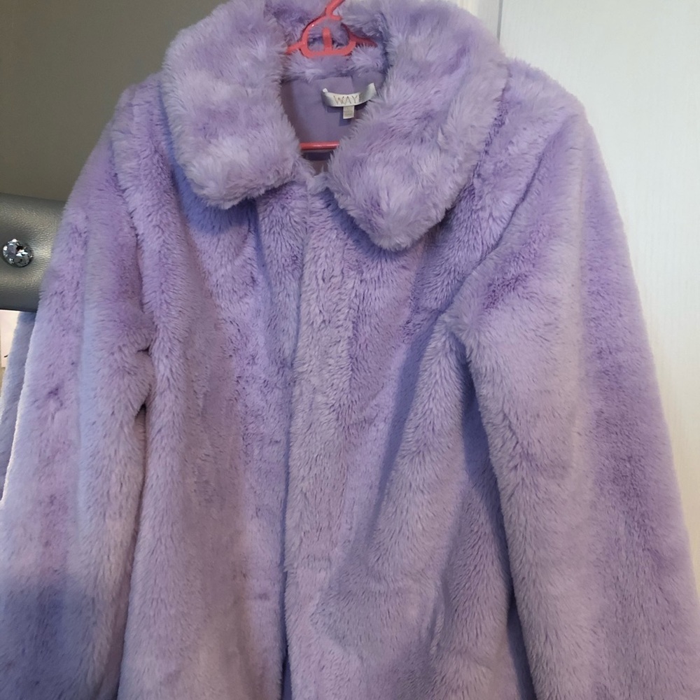 WAYF Lilac Purple Faux Fur Jacket Size L